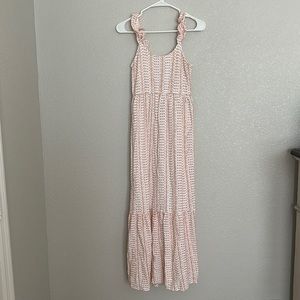 Embroidered ruffle maxi dress - pink/peach